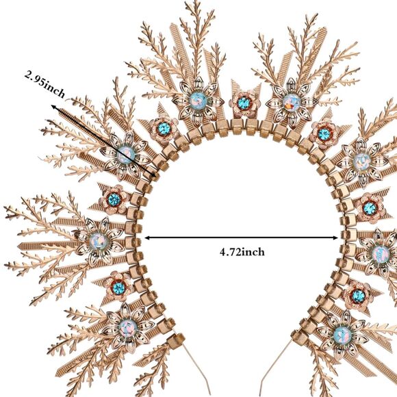 Gold Leaves Goddess Headband Forest Princess Headwear - Picture 3 of 3